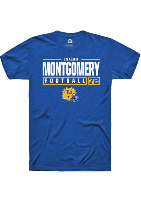 Isaiah  Montgomery Blue Pitt Panthers NIL Stacked Box Short Sleeve T Shirt