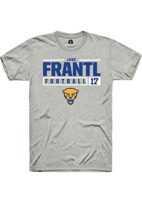 Jake Frantl Ash Pitt Panthers NIL Stacked Box Short Sleeve T Shirt