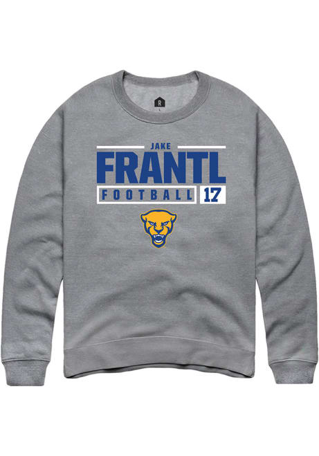 Jake Frantl Rally Mens Graphite Pitt Panthers NIL Stacked Box Crew Sweatshirt