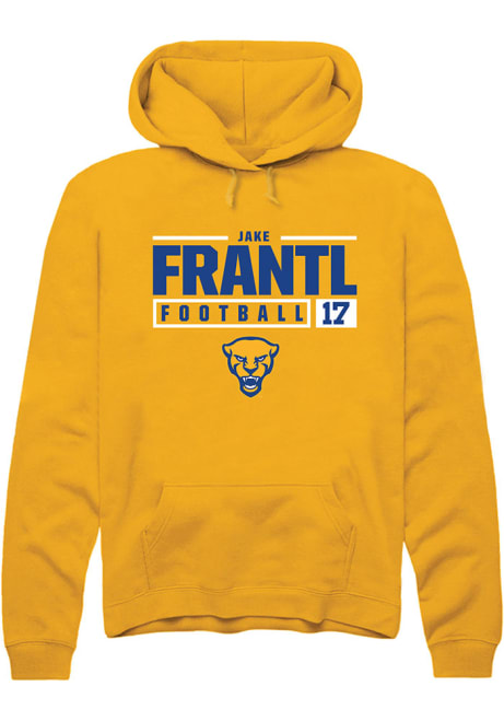 Jake Frantl Rally Mens Gold Pitt Panthers NIL Stacked Box Hooded Sweatshirt