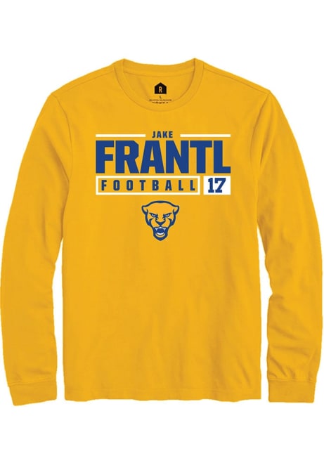 Jake Frantl Rally Mens Gold Pitt Panthers NIL Stacked Box Tee