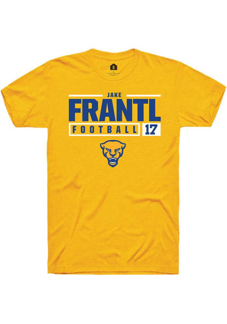 Jake Frantl Gold Pitt Panthers NIL Stacked Box Short Sleeve T Shirt