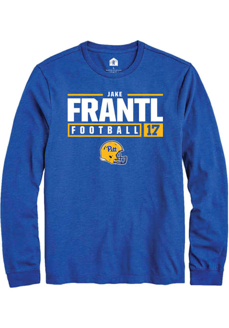 Jake Frantl Rally Mens Blue Pitt Panthers NIL Stacked Box Tee