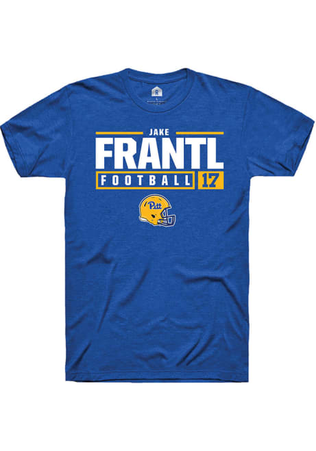 Jake Frantl Blue Pitt Panthers NIL Stacked Box Short Sleeve T Shirt