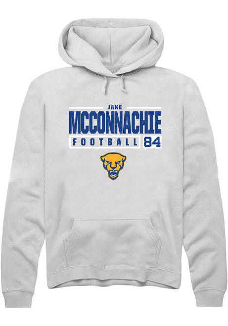 Jake McConnachie Rally Mens White Pitt Panthers NIL Stacked Box Hooded Sweatshirt