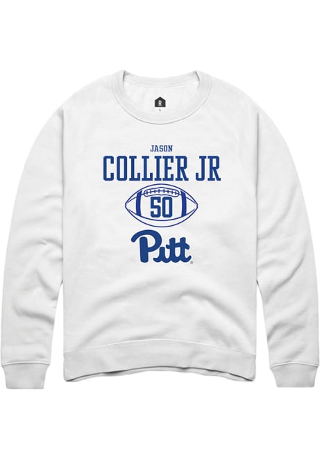 Jason Collier Jr. Rally Mens White Pitt Panthers NIL Sport Icon Crew Sweatshirt