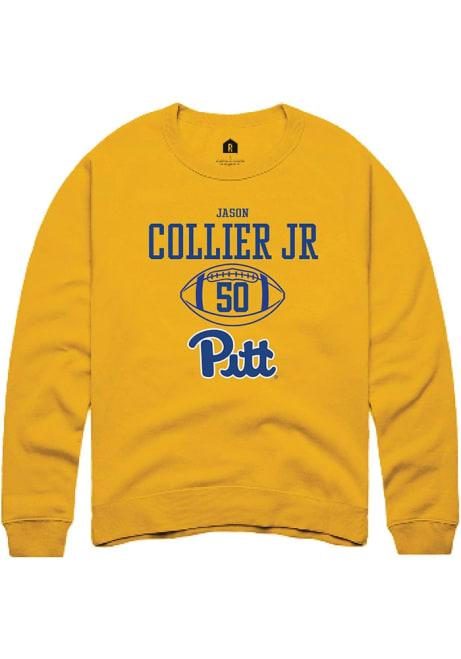 Jason Collier Jr. Rally Mens Gold Pitt Panthers NIL Sport Icon Crew Sweatshirt