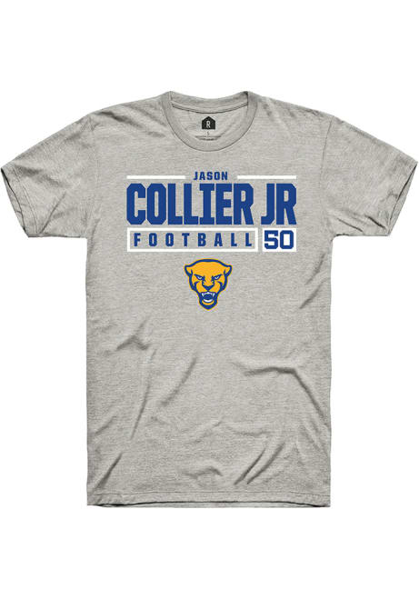 Jason Collier Jr. Ash Pitt Panthers NIL Stacked Box Short Sleeve T Shirt