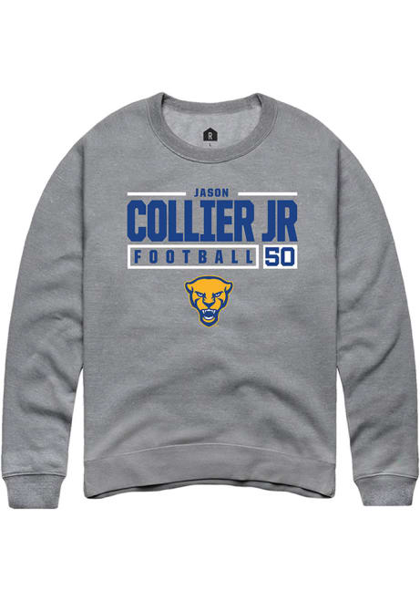 Jason Collier Jr. Rally Mens Graphite Pitt Panthers NIL Stacked Box Crew Sweatshirt