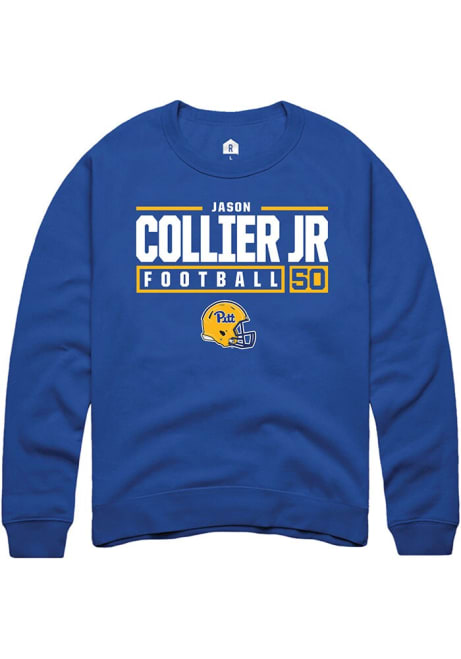 Jason Collier Jr. Rally Mens Blue Pitt Panthers NIL Stacked Box Crew Sweatshirt