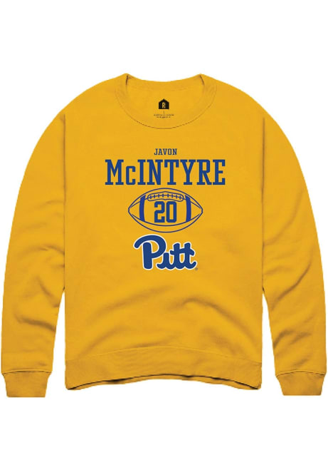 Javon Mcintyre Rally Mens Gold Pitt Panthers NIL Sport Icon Crew Sweatshirt