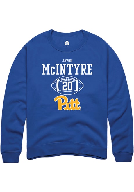 Javon Mcintyre Rally Mens Blue Pitt Panthers NIL Sport Icon Crew Sweatshirt