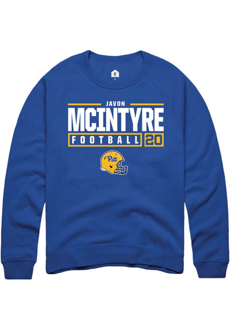 Javon Mcintyre Rally Mens Blue Pitt Panthers NIL Stacked Box Crew Sweatshirt