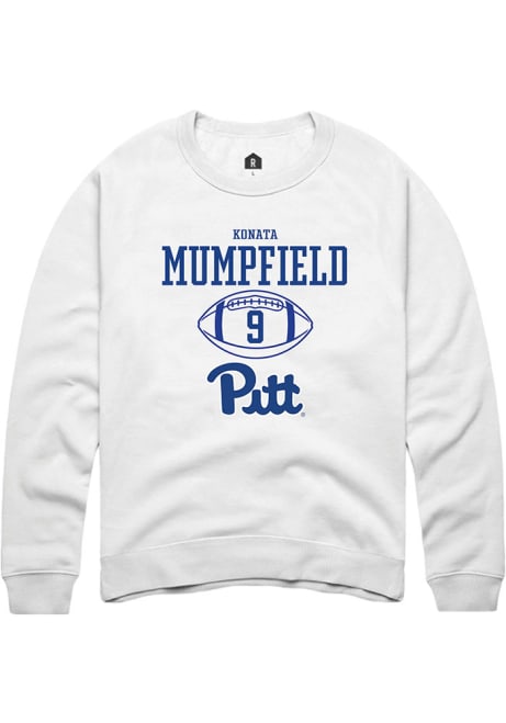 Konata Mumpfield Rally Mens White Pitt Panthers NIL Sport Icon Crew Sweatshirt