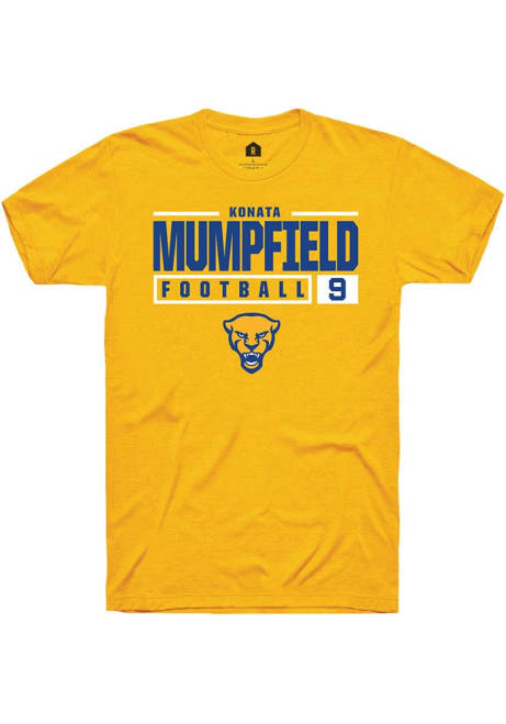 Konata Mumpfield Gold Pitt Panthers NIL Stacked Box Short Sleeve T Shirt