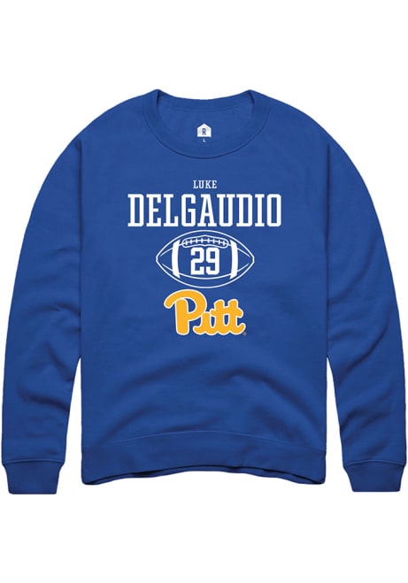 Luke DelGaudio Rally Mens Blue Pitt Panthers NIL Sport Icon Crew Sweatshirt