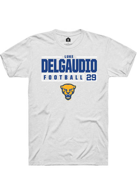 Luke DelGaudio White Pitt Panthers NIL Stacked Box Short Sleeve T Shirt