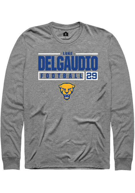 Luke DelGaudio Rally Mens Graphite Pitt Panthers NIL Stacked Box Tee