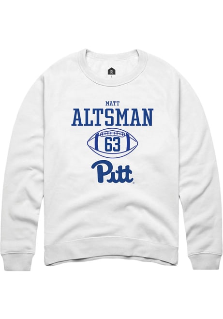 Matt Altsman Rally Mens White Pitt Panthers NIL Sport Icon Crew Sweatshirt