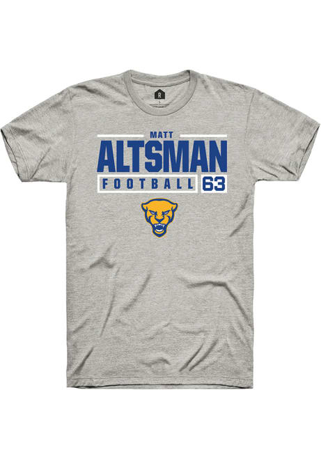 Matt Altsman Ash Pitt Panthers NIL Stacked Box Short Sleeve T Shirt