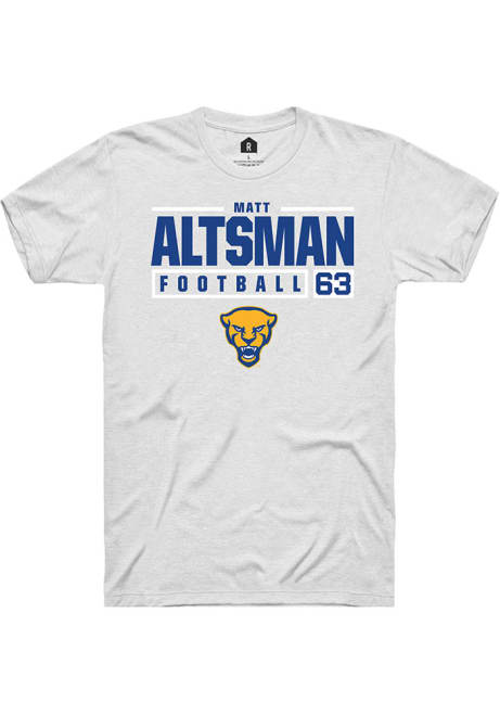 Matt Altsman White Pitt Panthers NIL Stacked Box Short Sleeve T Shirt