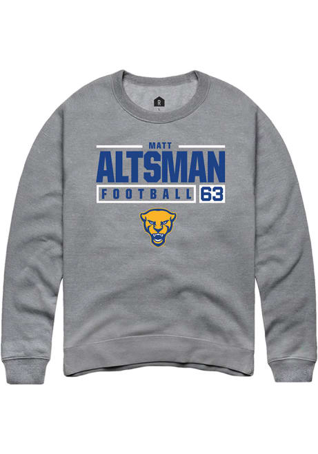 Matt Altsman Rally Mens Graphite Pitt Panthers NIL Stacked Box Crew Sweatshirt