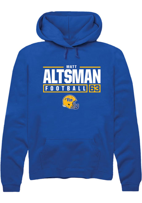 Matt Altsman Rally Mens Blue Pitt Panthers NIL Stacked Box Hooded Sweatshirt