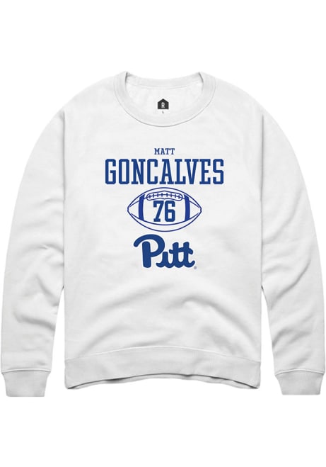 Matt Goncalves Rally Mens White Pitt Panthers NIL Sport Icon Crew Sweatshirt