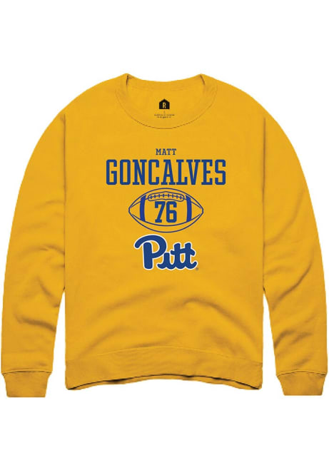 Matt Goncalves Rally Mens Gold Pitt Panthers NIL Sport Icon Crew Sweatshirt