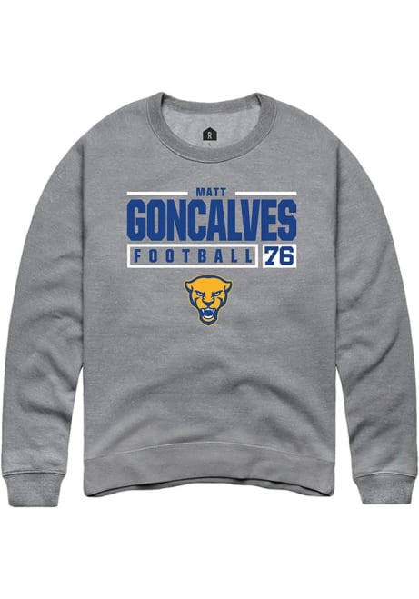 Matt Goncalves Rally Mens Graphite Pitt Panthers NIL Stacked Box Crew Sweatshirt