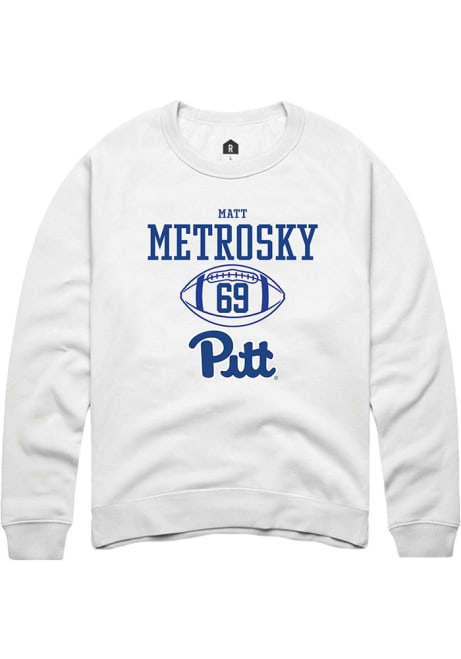 Matt Metrosky Rally Mens White Pitt Panthers NIL Sport Icon Crew Sweatshirt