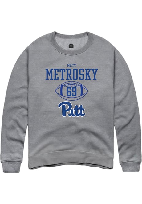 Matt Metrosky Rally Mens Graphite Pitt Panthers NIL Sport Icon Crew Sweatshirt