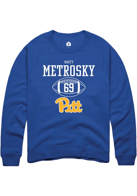 Matt Metrosky Rally Mens Blue Pitt Panthers NIL Sport Icon Crew Sweatshirt