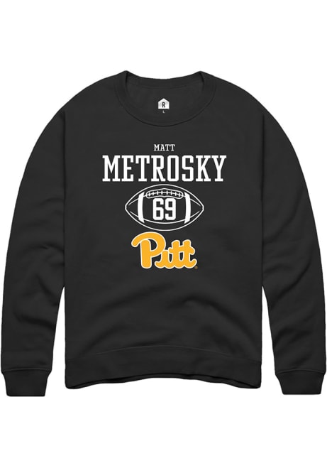 Matt Metrosky Rally Mens Black Pitt Panthers NIL Sport Icon Crew Sweatshirt