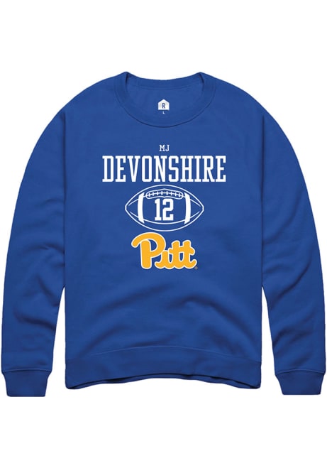 MJ Devonshire Rally Mens Blue Pitt Panthers NIL Sport Icon Crew Sweatshirt