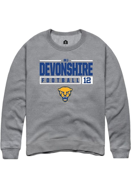 MJ Devonshire Rally Mens Graphite Pitt Panthers NIL Stacked Box Crew Sweatshirt