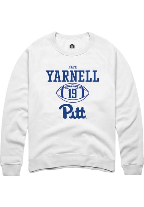 Nate Yarnell Rally Mens White Pitt Panthers NIL Sport Icon Crew Sweatshirt