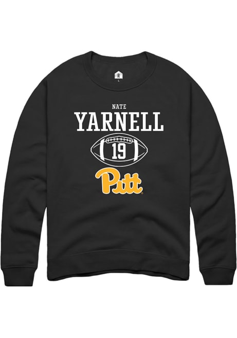 Nate Yarnell Rally Mens Black Pitt Panthers NIL Sport Icon Crew Sweatshirt