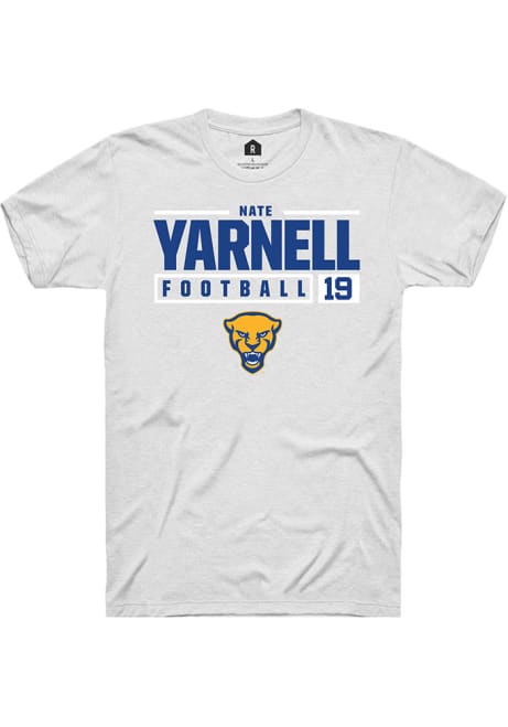 Nate Yarnell White Pitt Panthers NIL Stacked Box Short Sleeve T Shirt