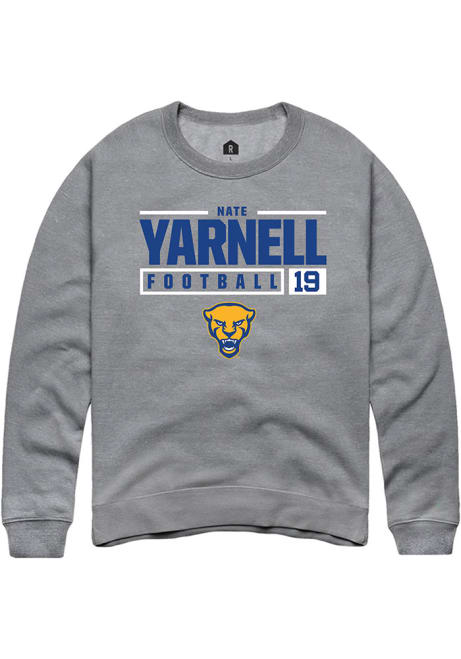 Nate Yarnell Rally Mens Graphite Pitt Panthers NIL Stacked Box Crew Sweatshirt