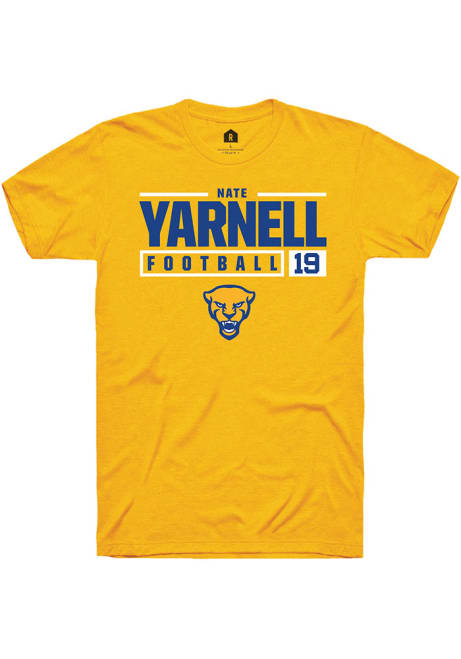 Nate Yarnell Gold Pitt Panthers NIL Stacked Box Short Sleeve T Shirt