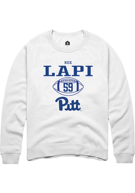 Nick Lapi Rally Mens White Pitt Panthers NIL Sport Icon Crew Sweatshirt