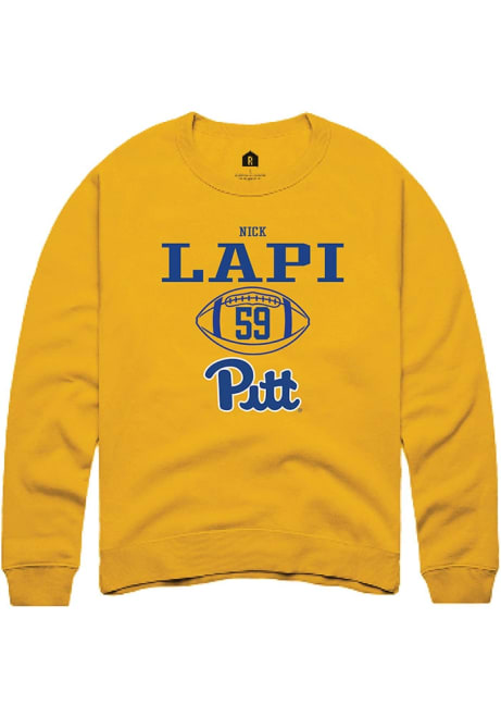 Nick Lapi Rally Mens Gold Pitt Panthers NIL Sport Icon Crew Sweatshirt