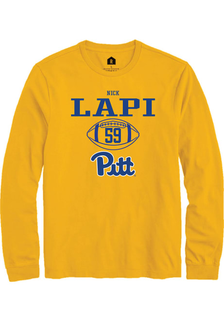 Nick Lapi Rally Mens Gold Pitt Panthers NIL Sport Icon Tee