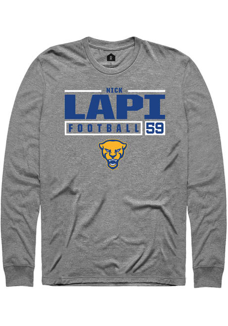 Nick Lapi Rally Mens Graphite Pitt Panthers NIL Stacked Box Tee