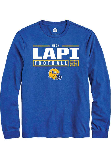 Nick Lapi Rally Mens Blue Pitt Panthers NIL Stacked Box Tee