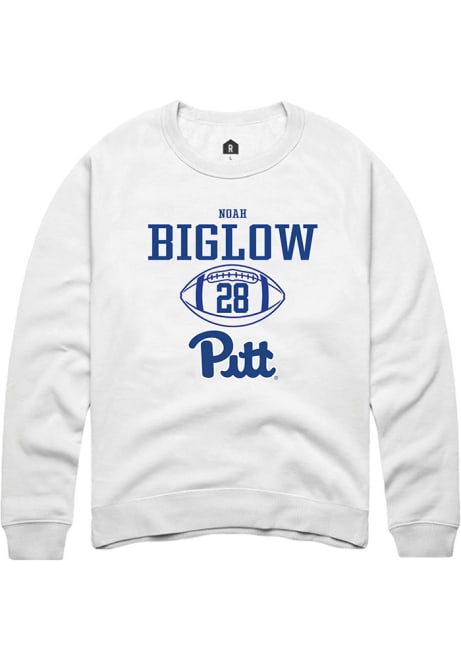 Noah Biglow Rally Mens White Pitt Panthers NIL Sport Icon Crew Sweatshirt