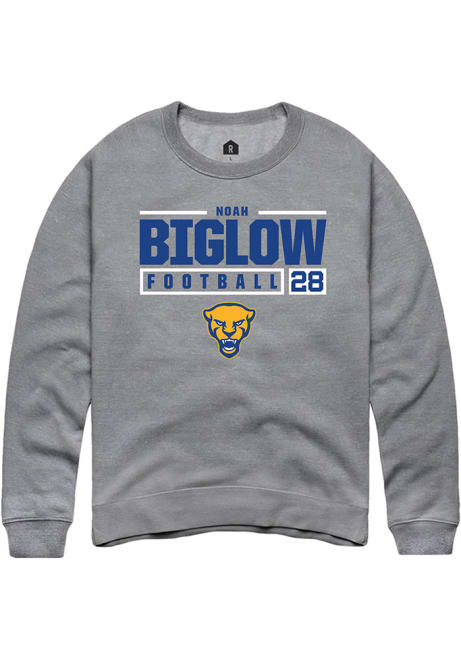 Noah Biglow Rally Mens Graphite Pitt Panthers NIL Stacked Box Crew Sweatshirt