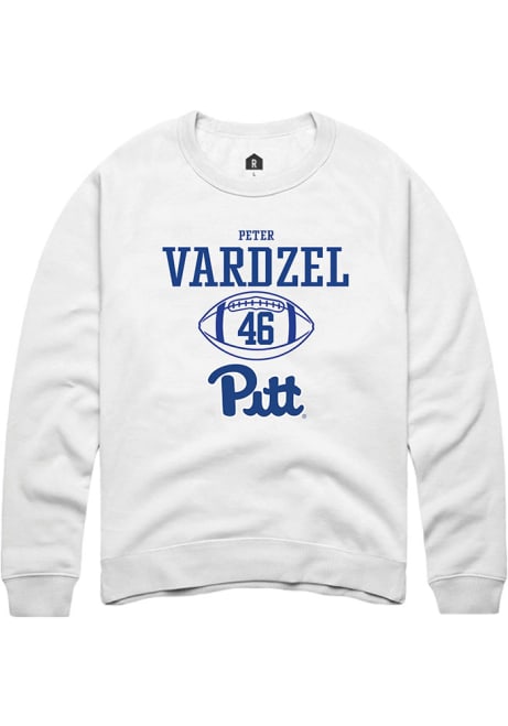 Peter Vardzel Rally Mens White Pitt Panthers NIL Sport Icon Crew Sweatshirt