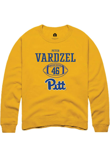 Peter Vardzel Rally Mens Gold Pitt Panthers NIL Sport Icon Crew Sweatshirt